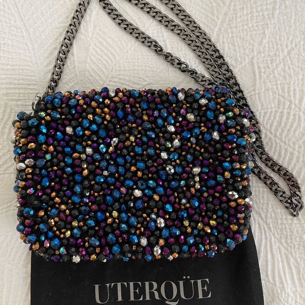 Uterqüe- bead Embroidery bag with colorful charms
